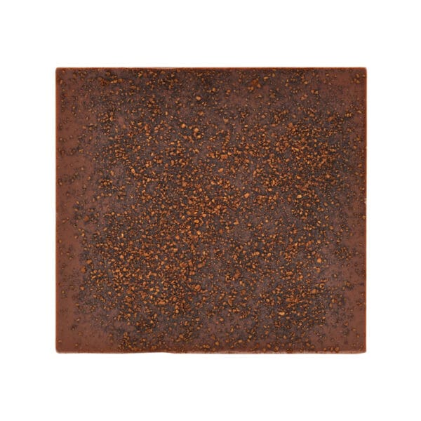 Milch Tafelschokolade gewürzt mit gemahlenem Kaffee, Rückseite der Tafel